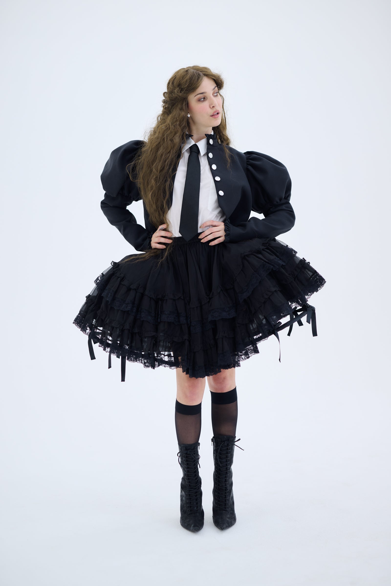 Raven Black Pannier Petticoat for Vintage Style