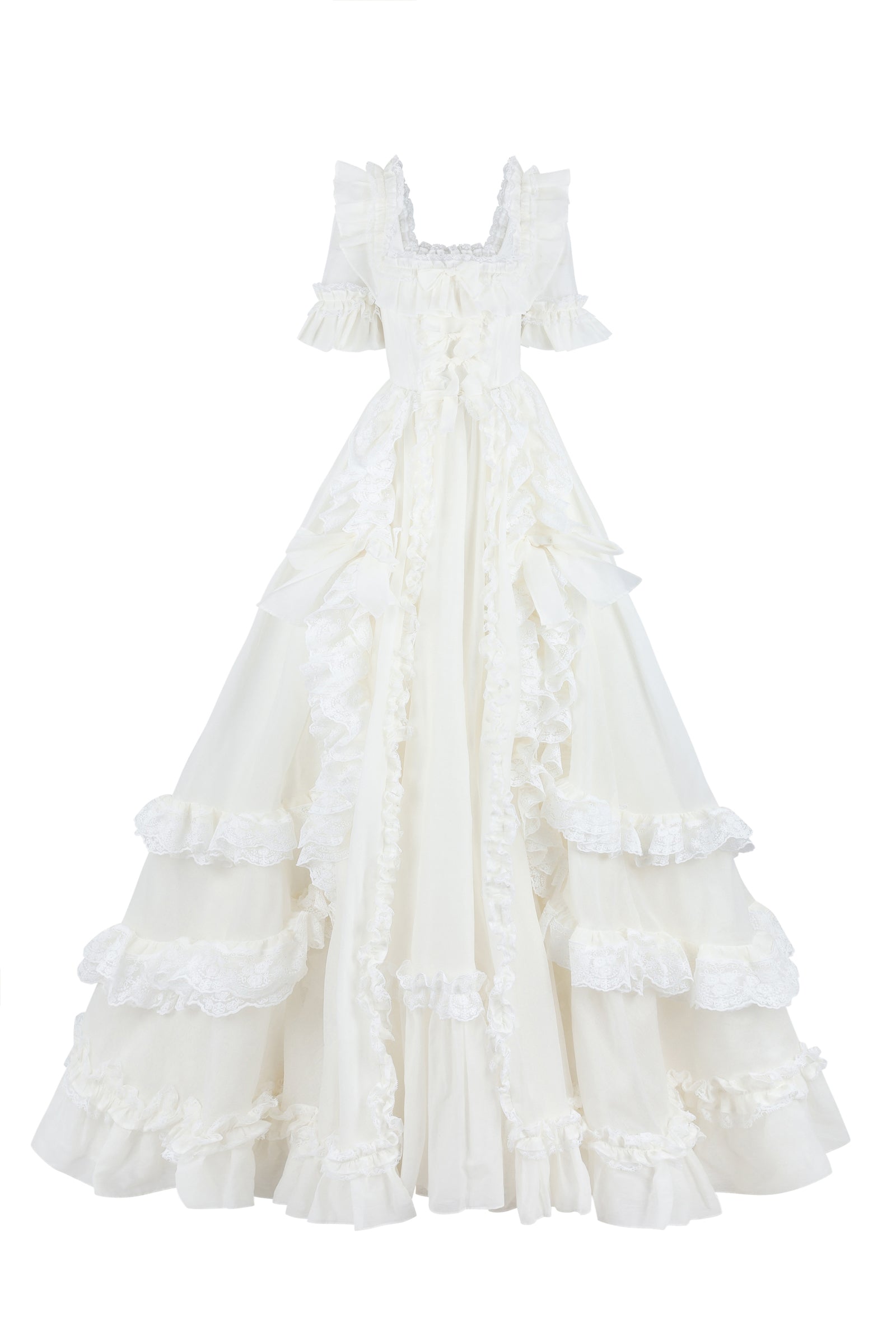 Ivory Silk Organdy Antoinette Evening Gown
