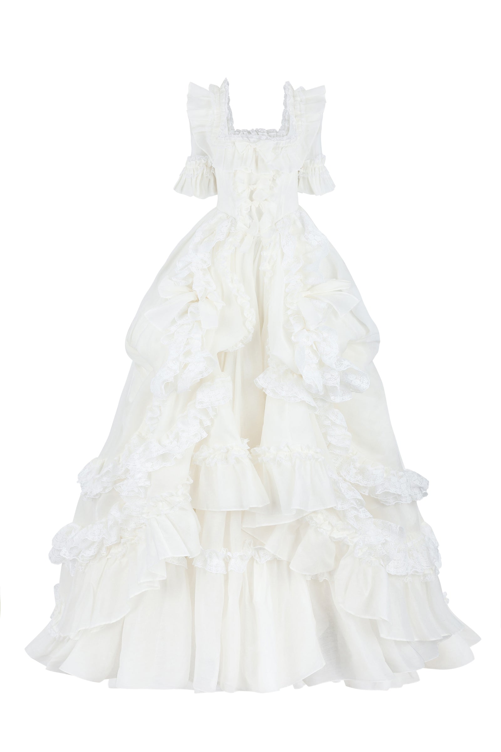 Ivory Silk Organdy Antoinette Evening Gown
