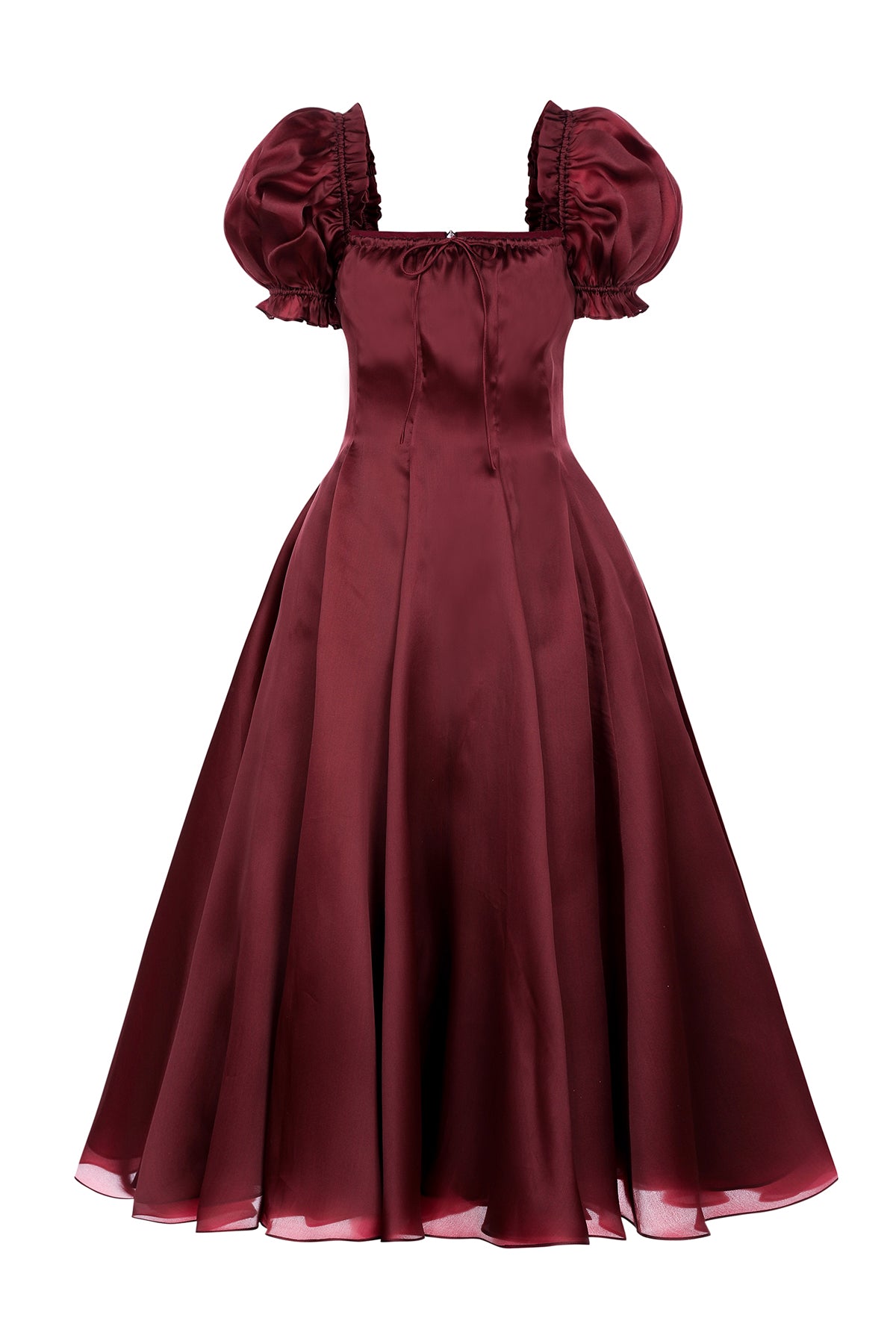 Bordeaux Satin Garden Party Dress