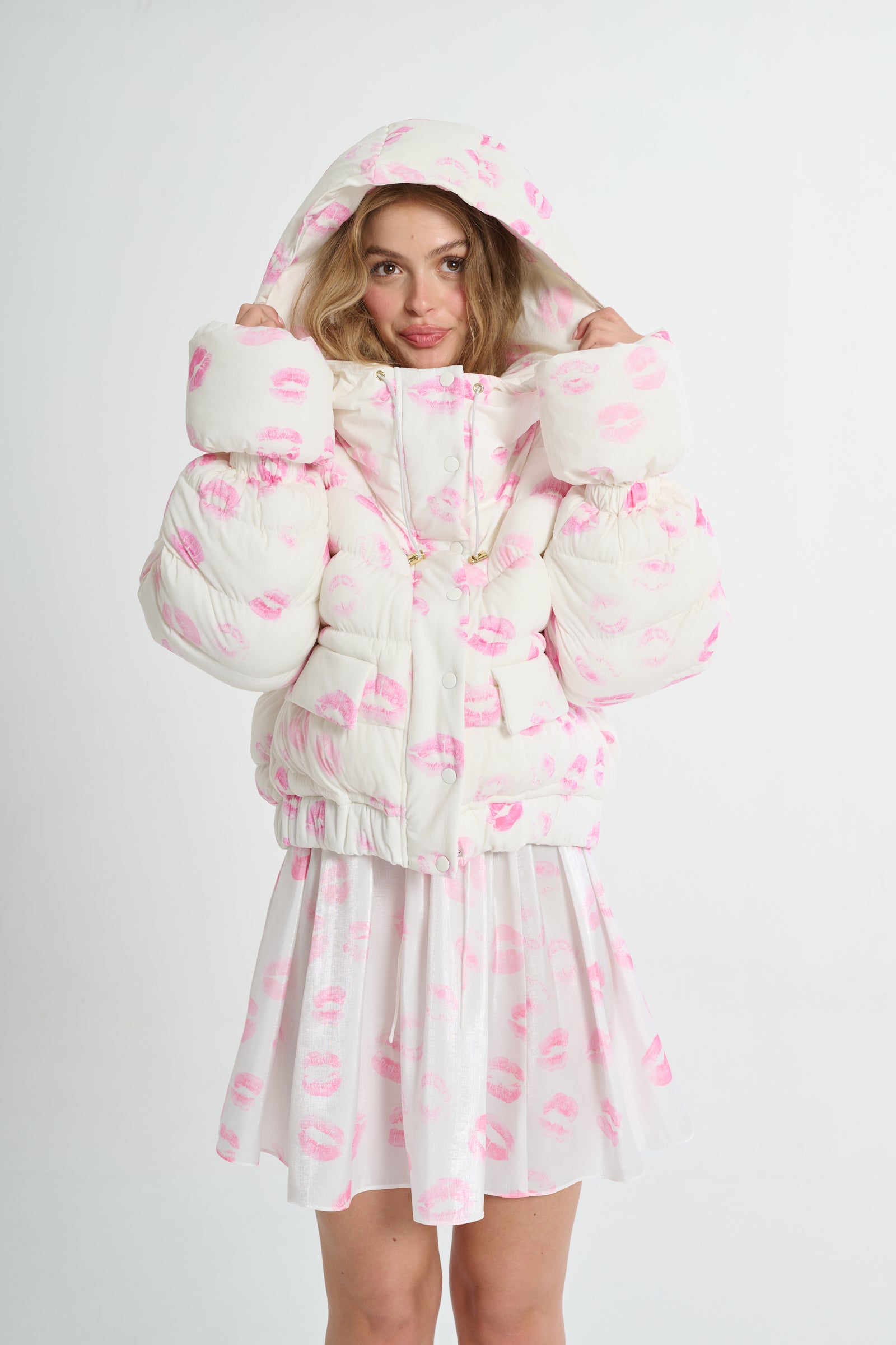 Kiss on the Lips Puffer Jacket with Hood