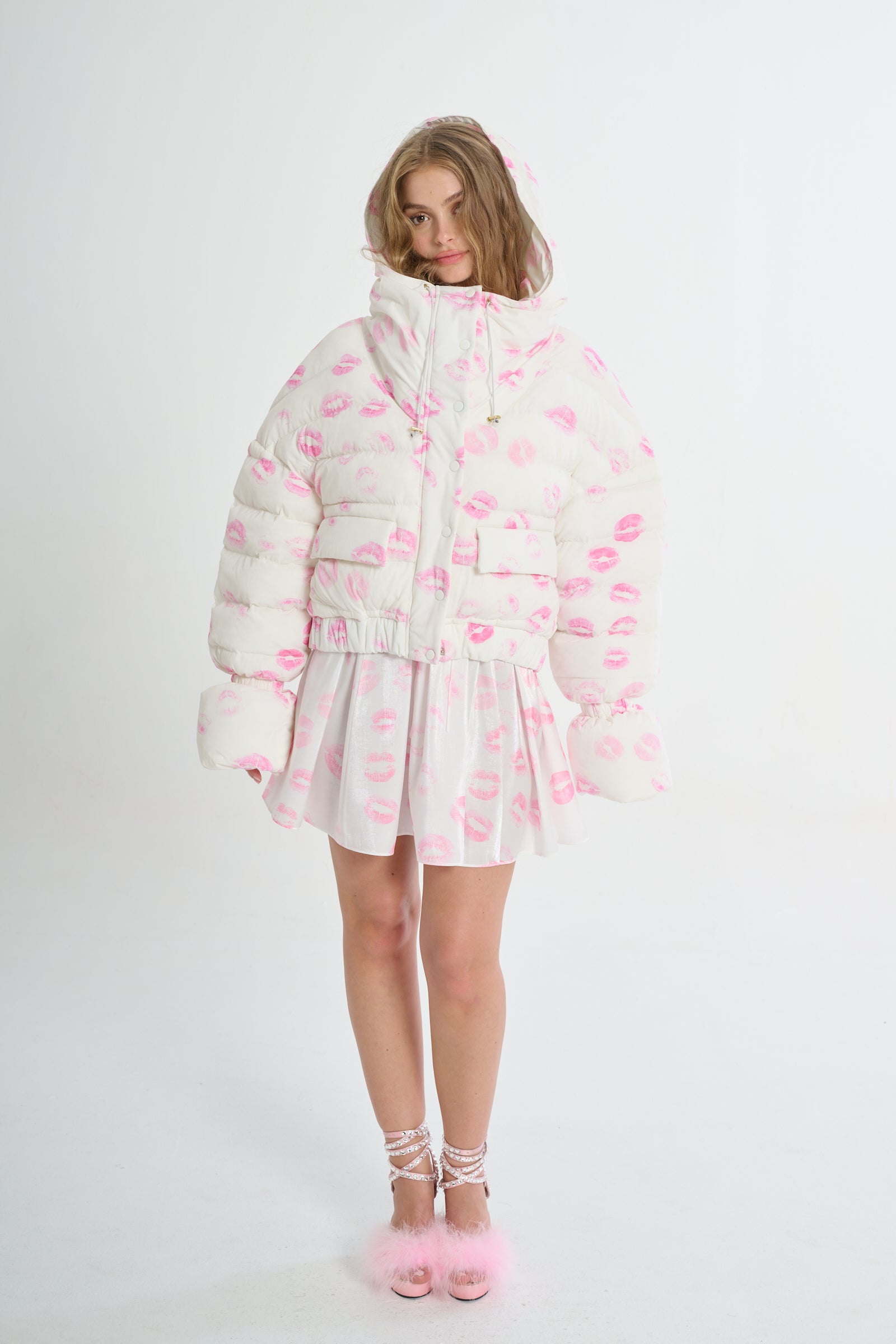 Kiss on the Lips Puffer Jacket with Hood