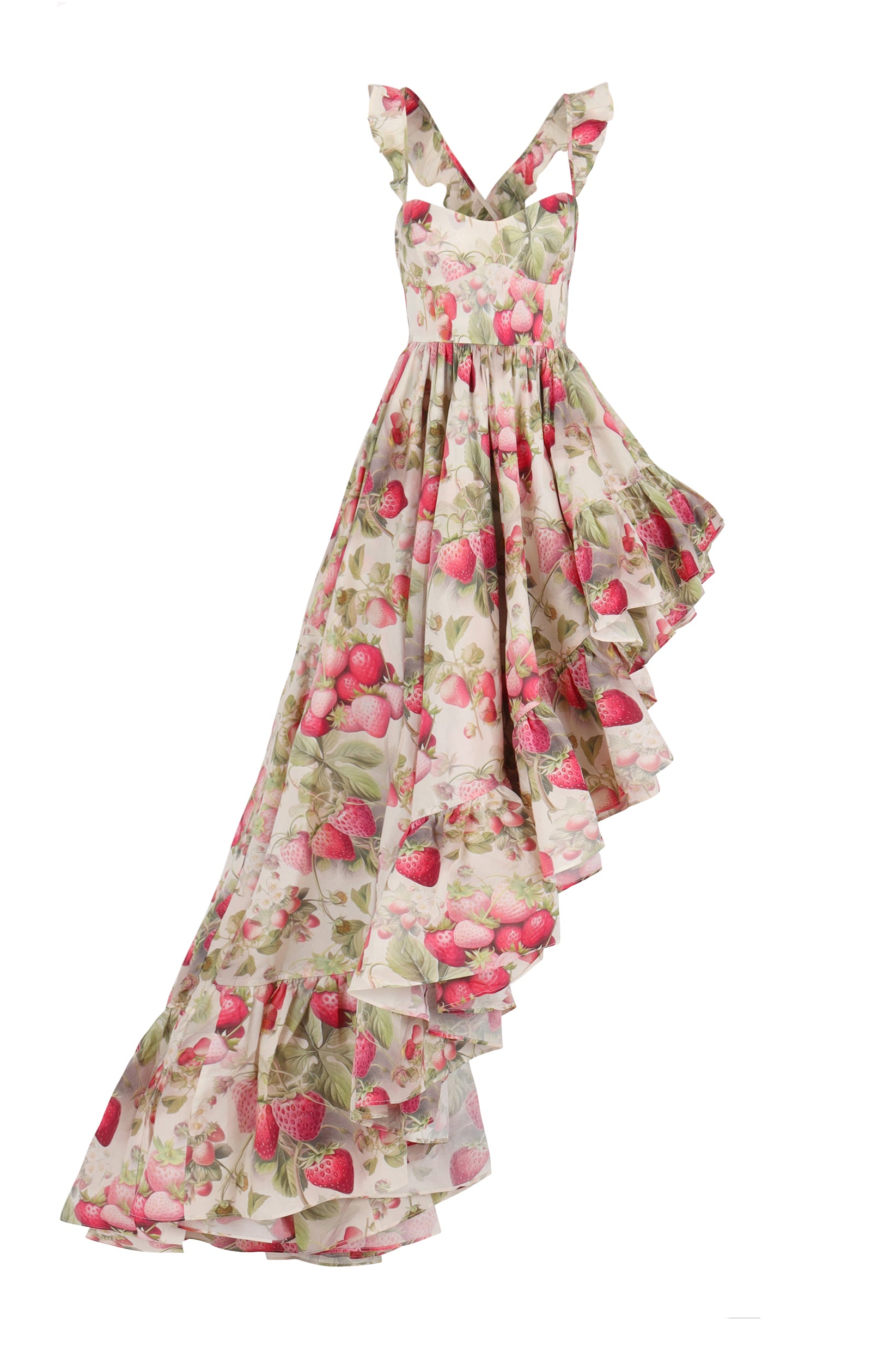 Strawberry Cream Floral Dress for Women