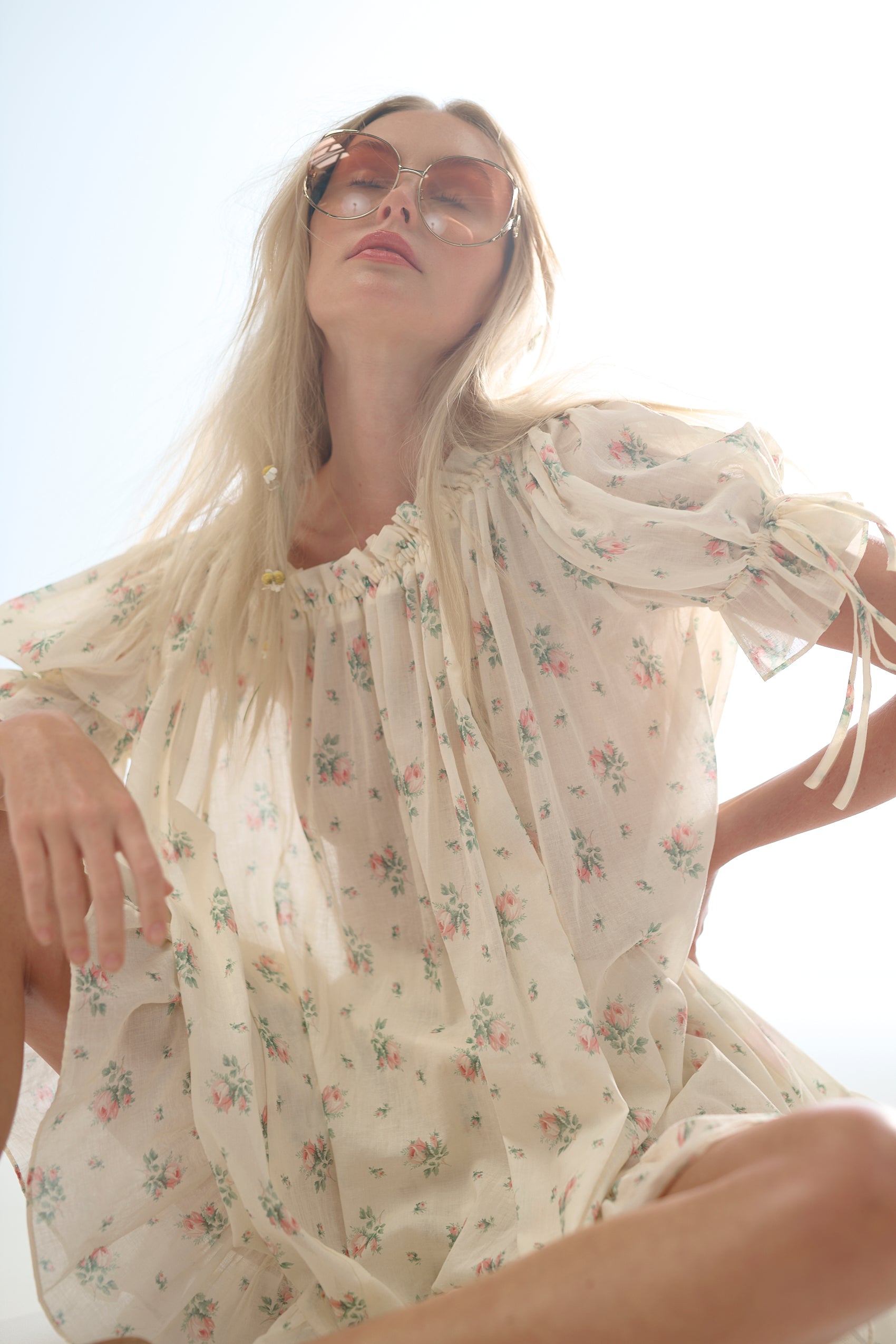 Vintage Antique Chemise with Petite Roses
