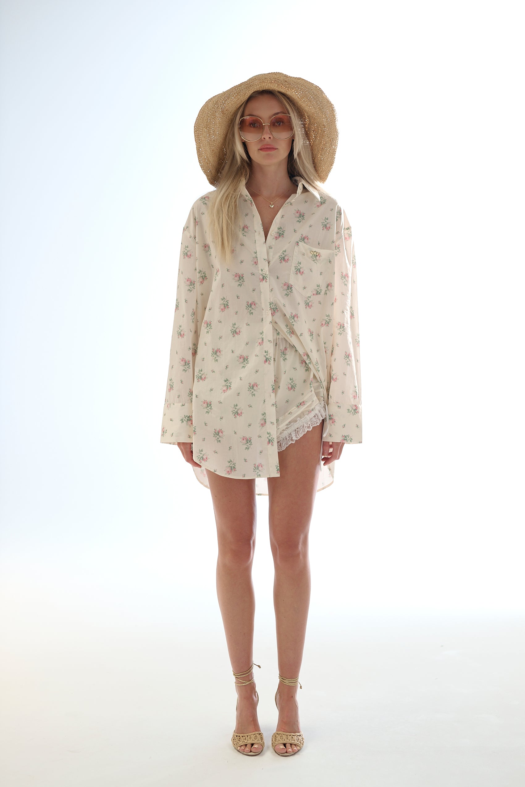 Stylish Petite Rose Print Blouse