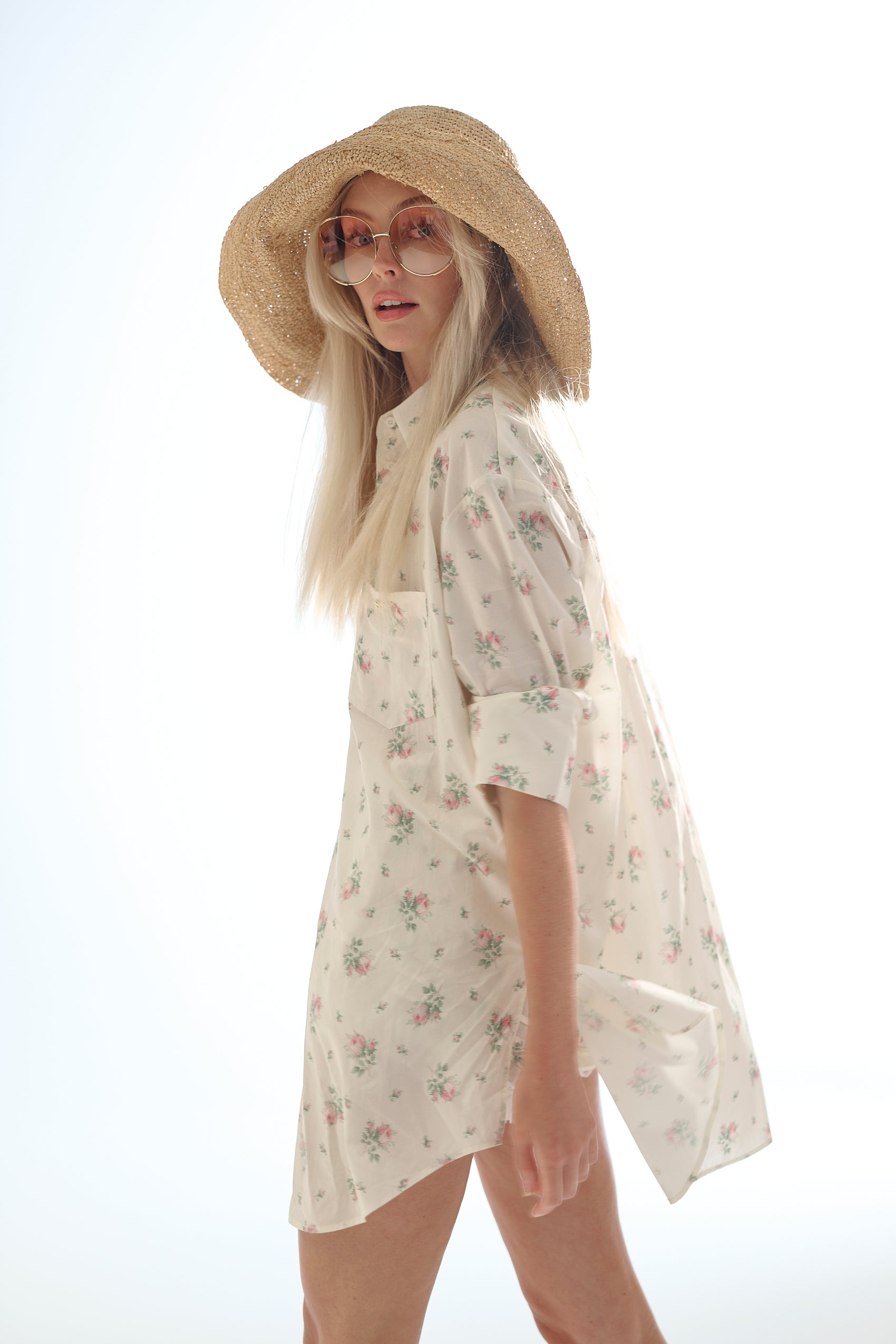 Stylish Petite Rose Print Blouse