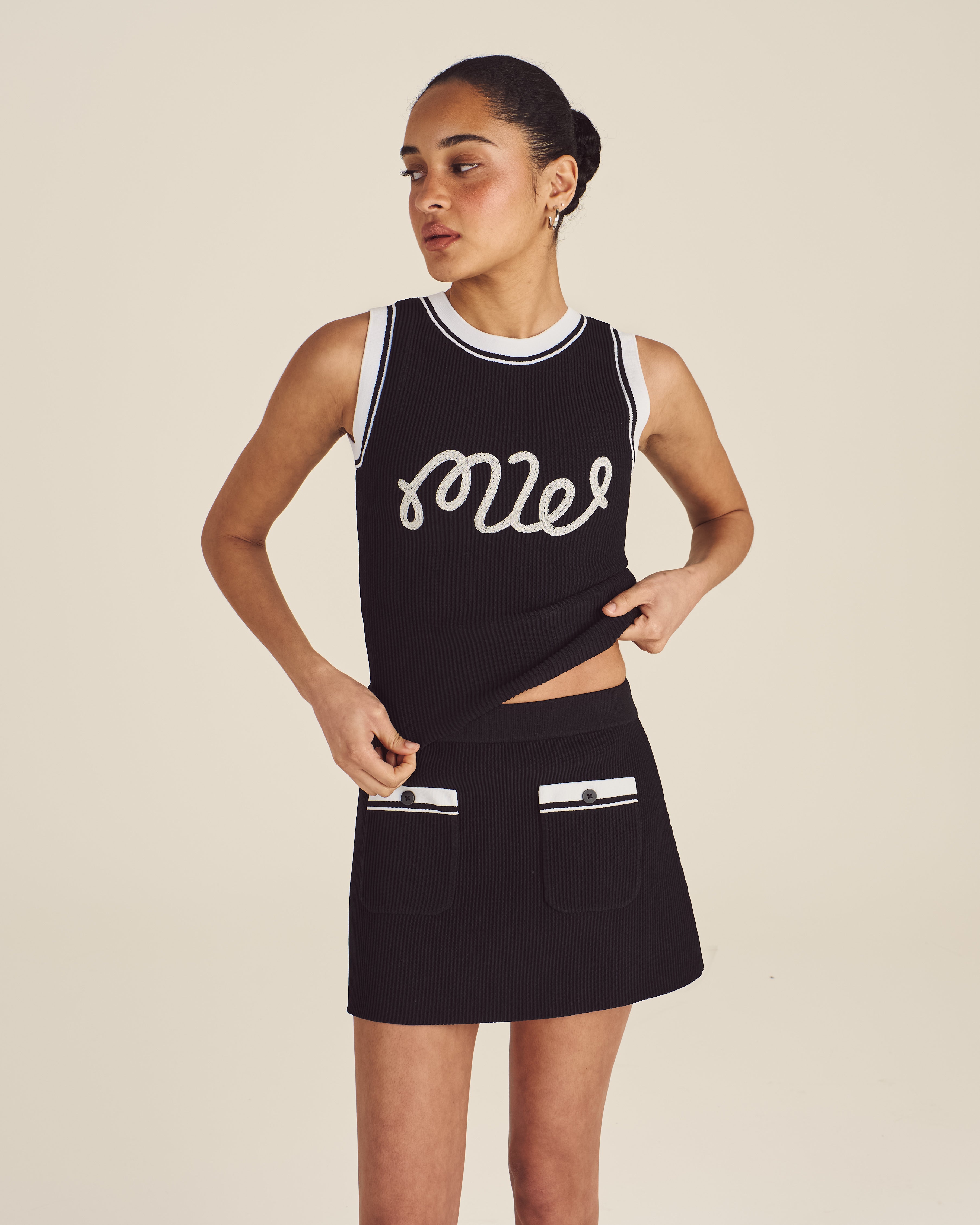 LUNA Ribbed Knit Skirt for Women