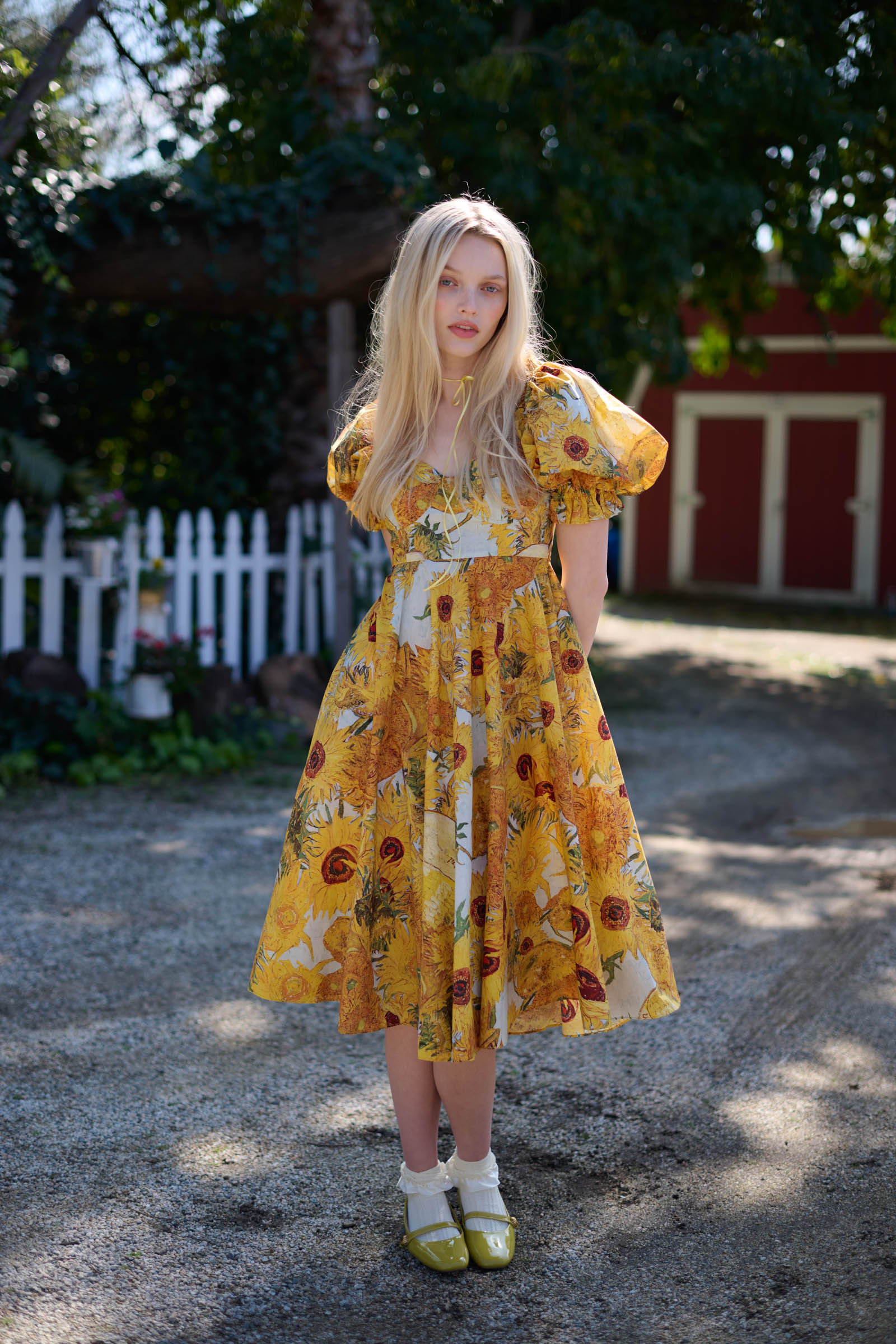 Sunflower Print Tea Rose Summer Dress