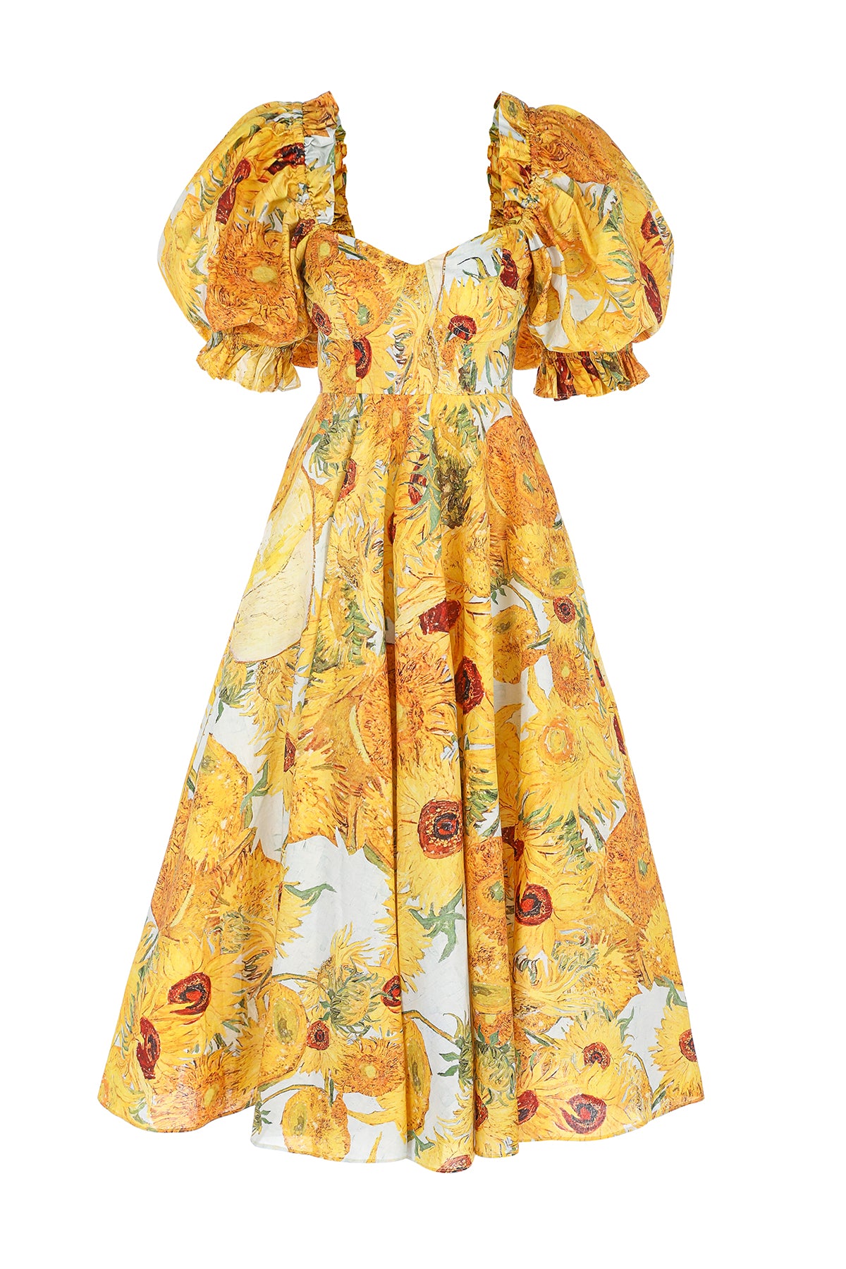 Sunflower Print Tea Rose Summer Dress