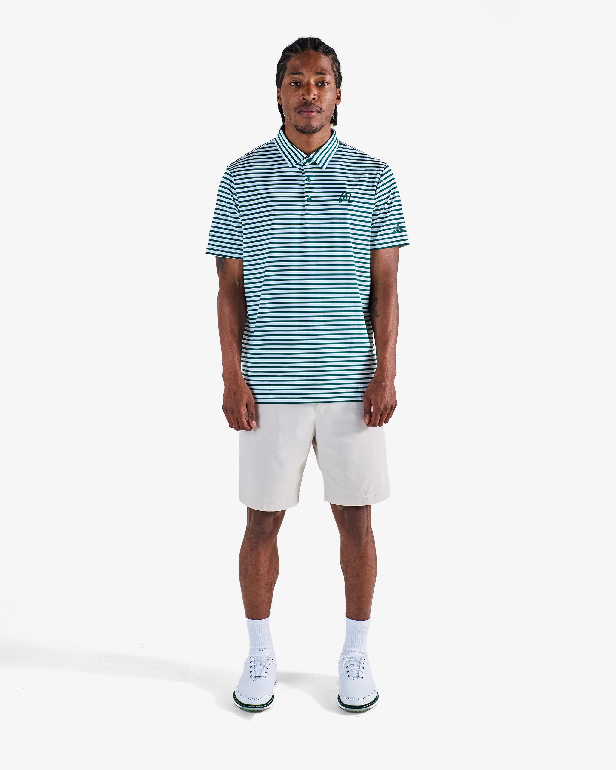 Malbon x Adidas Stripe Polo Shirt for Golf & Casual