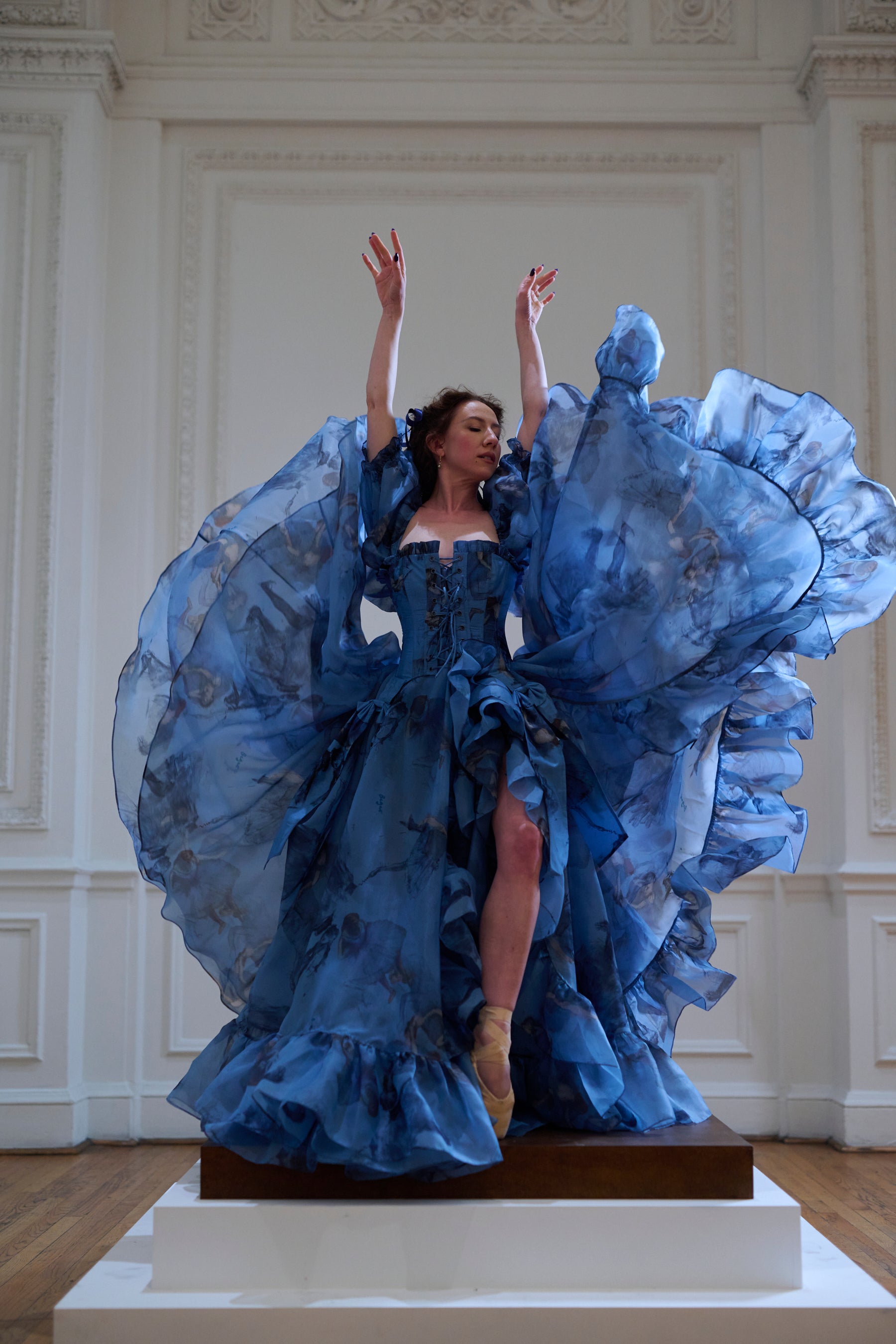 Blue Dancer Floral Gown for Special Occasions