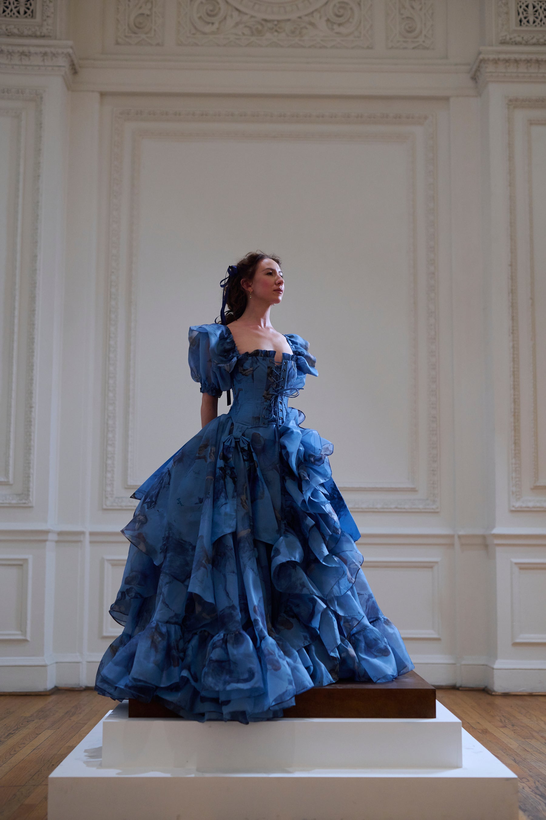 Blue Dancer Floral Gown for Special Occasions
