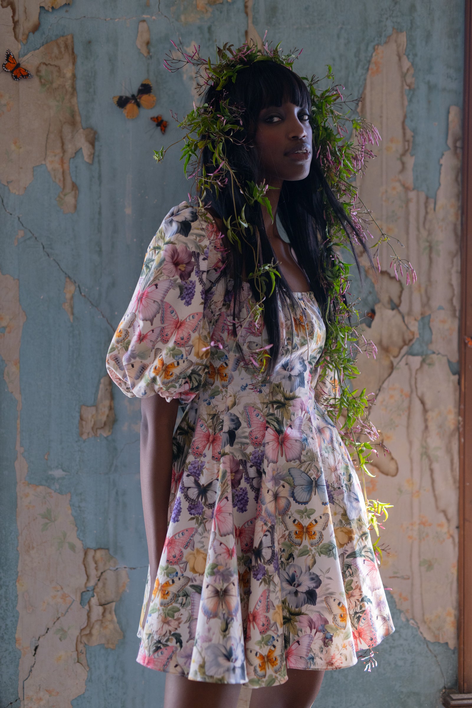 Butterfly Botanics Floral Mini Dress