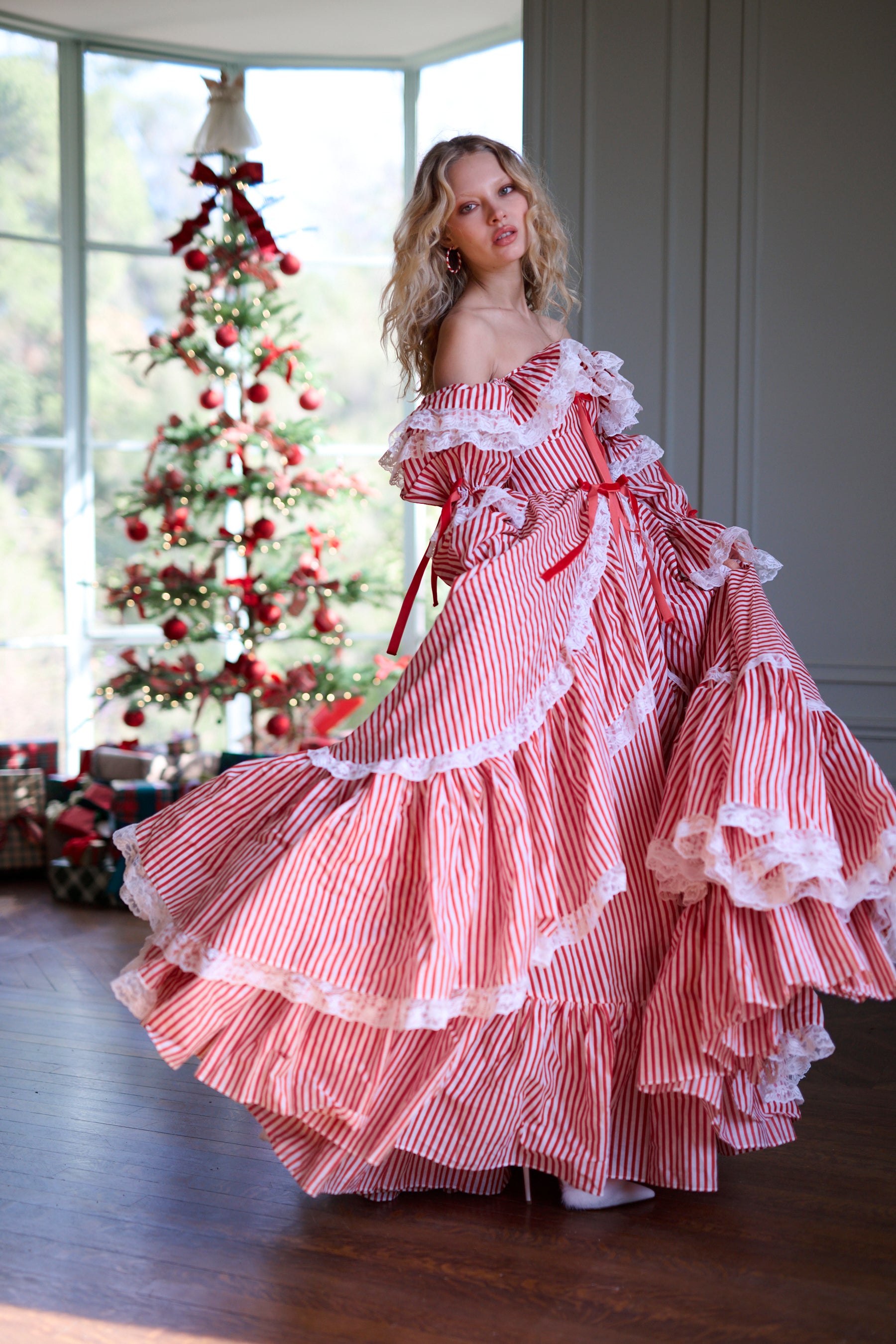 Candy Stripe Waltz Dress for Special Occasions