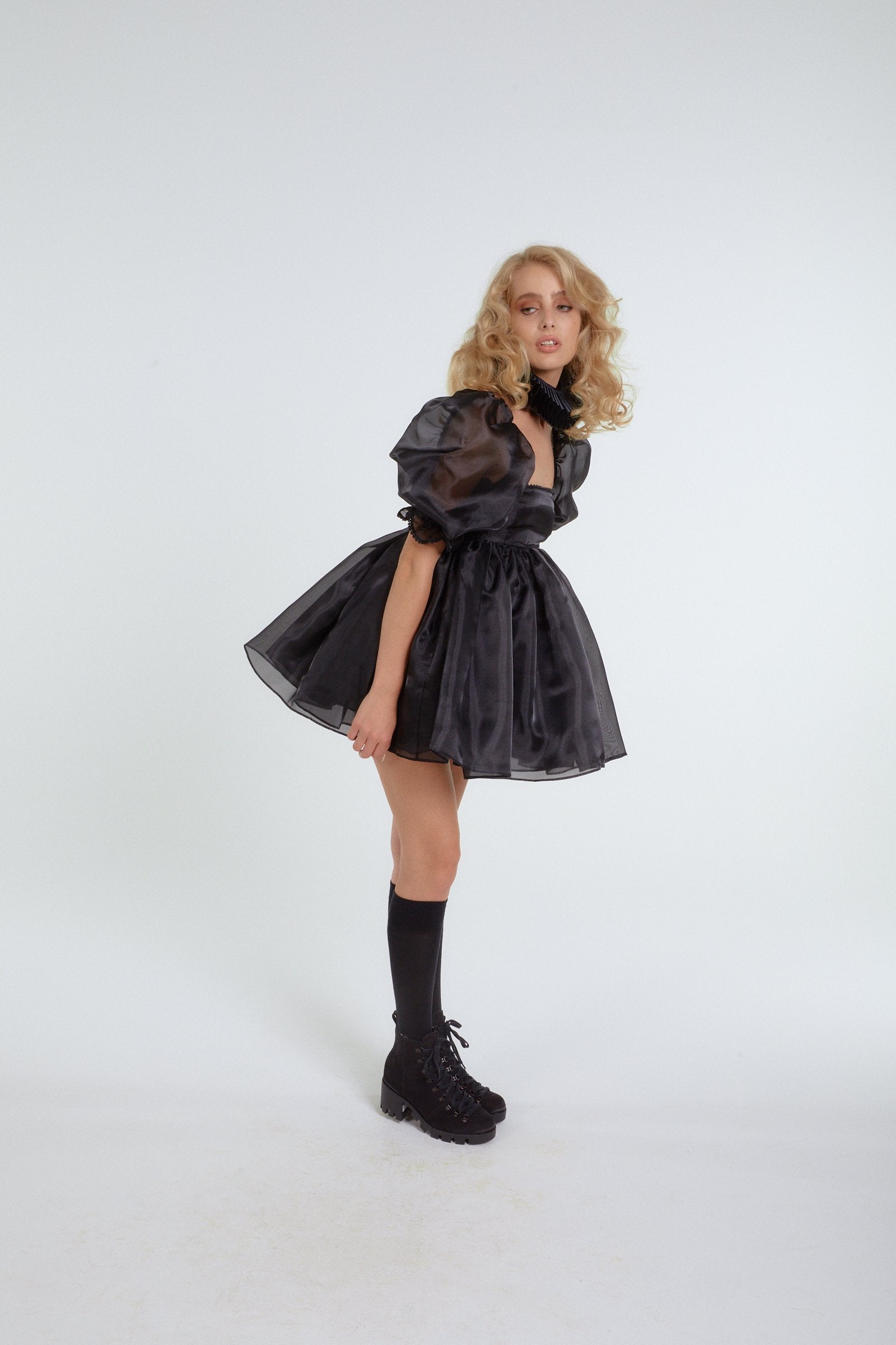 Caviar Puff Sleeve Dress for Elegant Occasions