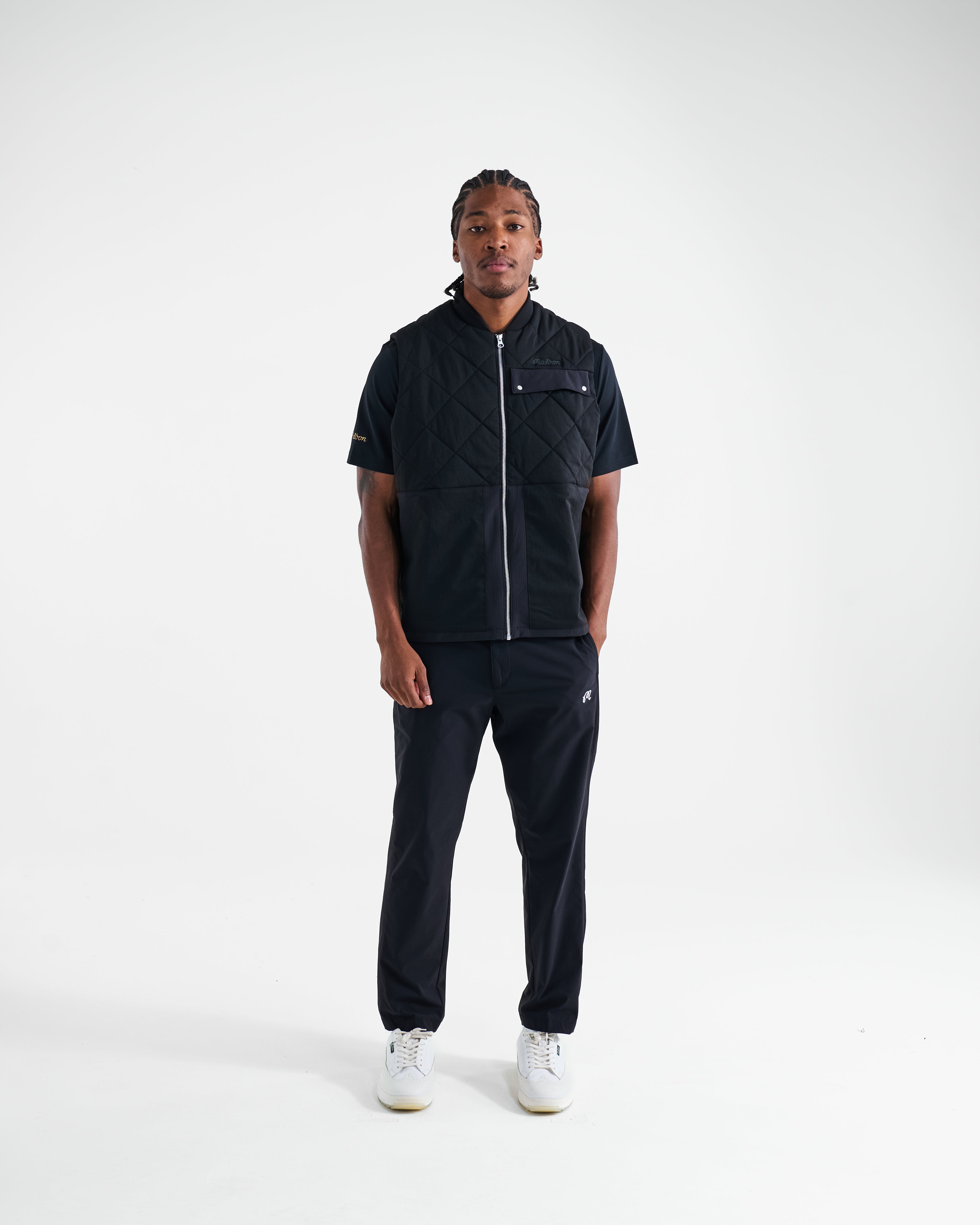 Malbon x Adidas Quilted DWR Zip Vest for Outdoor Wear