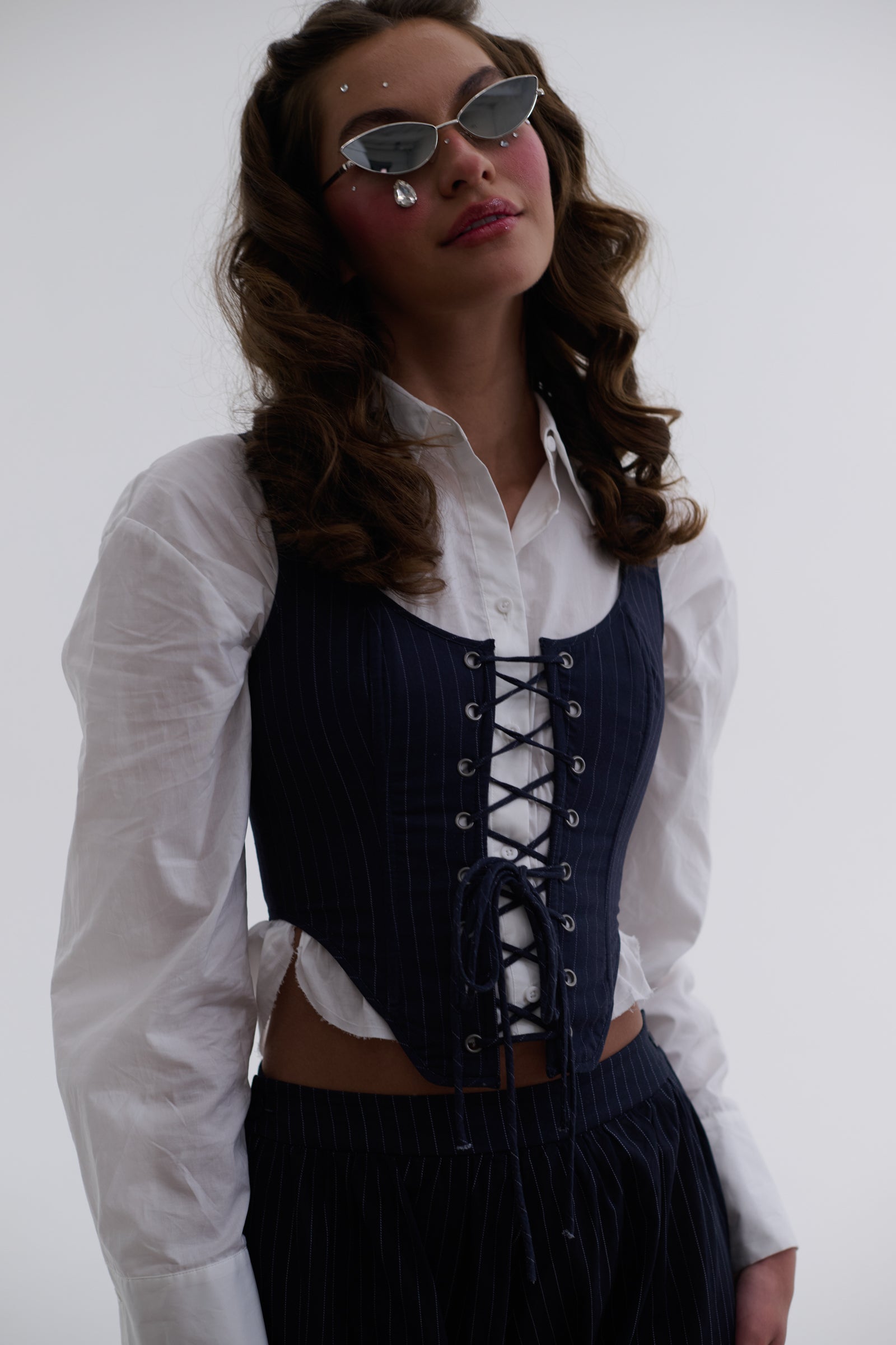 Pinstripe Corset Top for Women