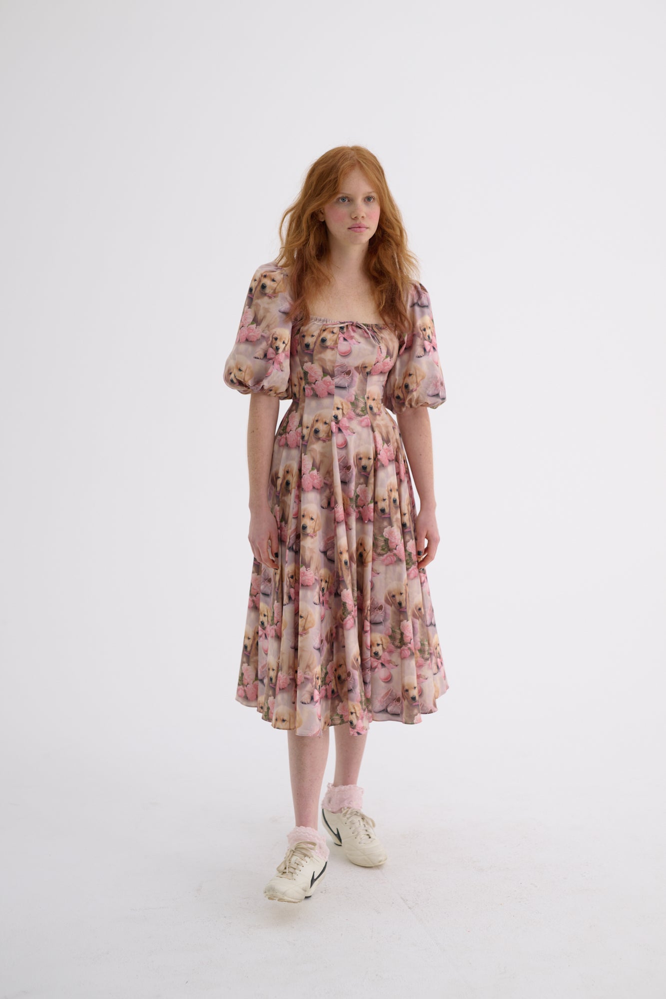 Golden Paradise Floral Day Dress for Women