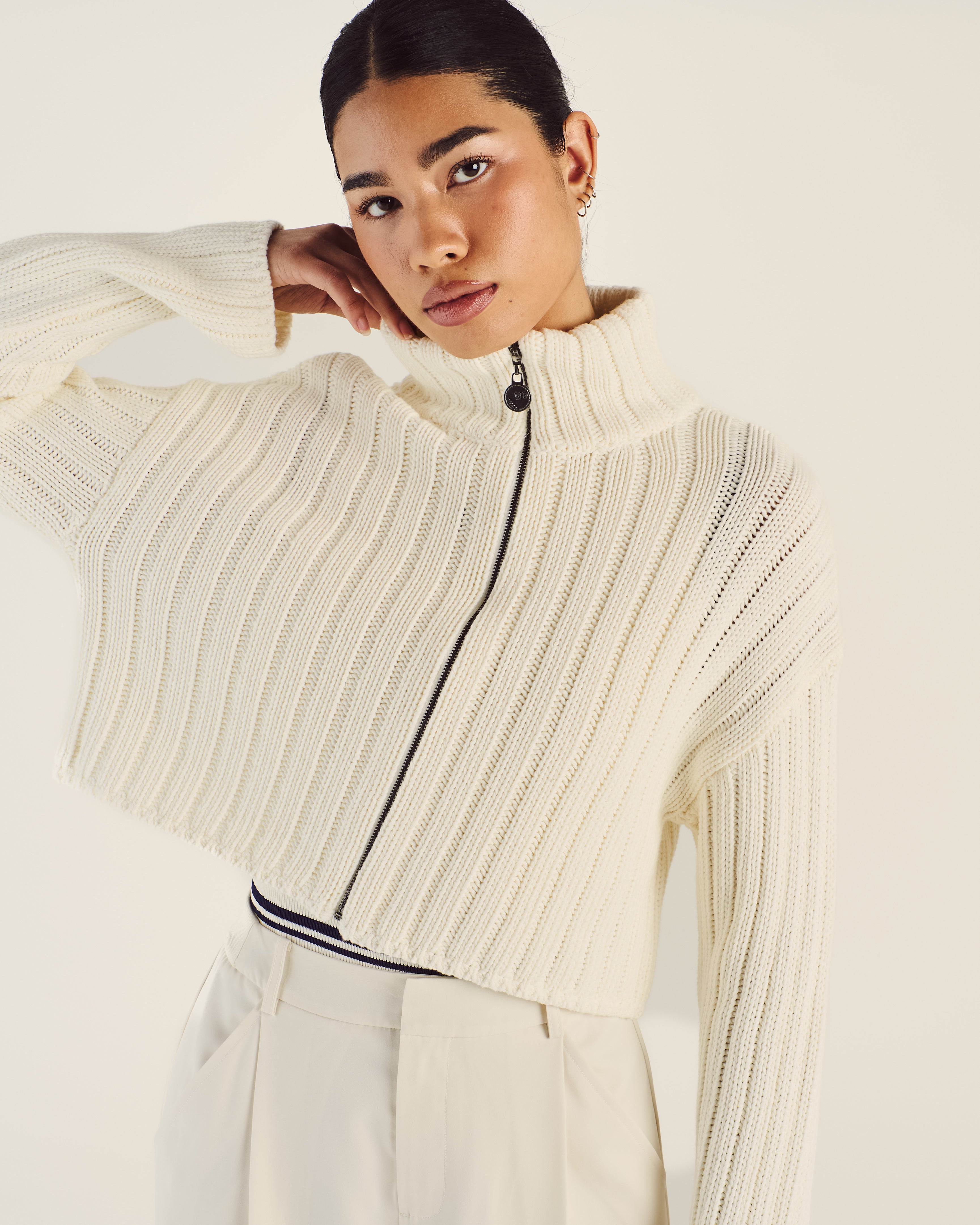 Allegra Chunky Knit Zip Cardigan