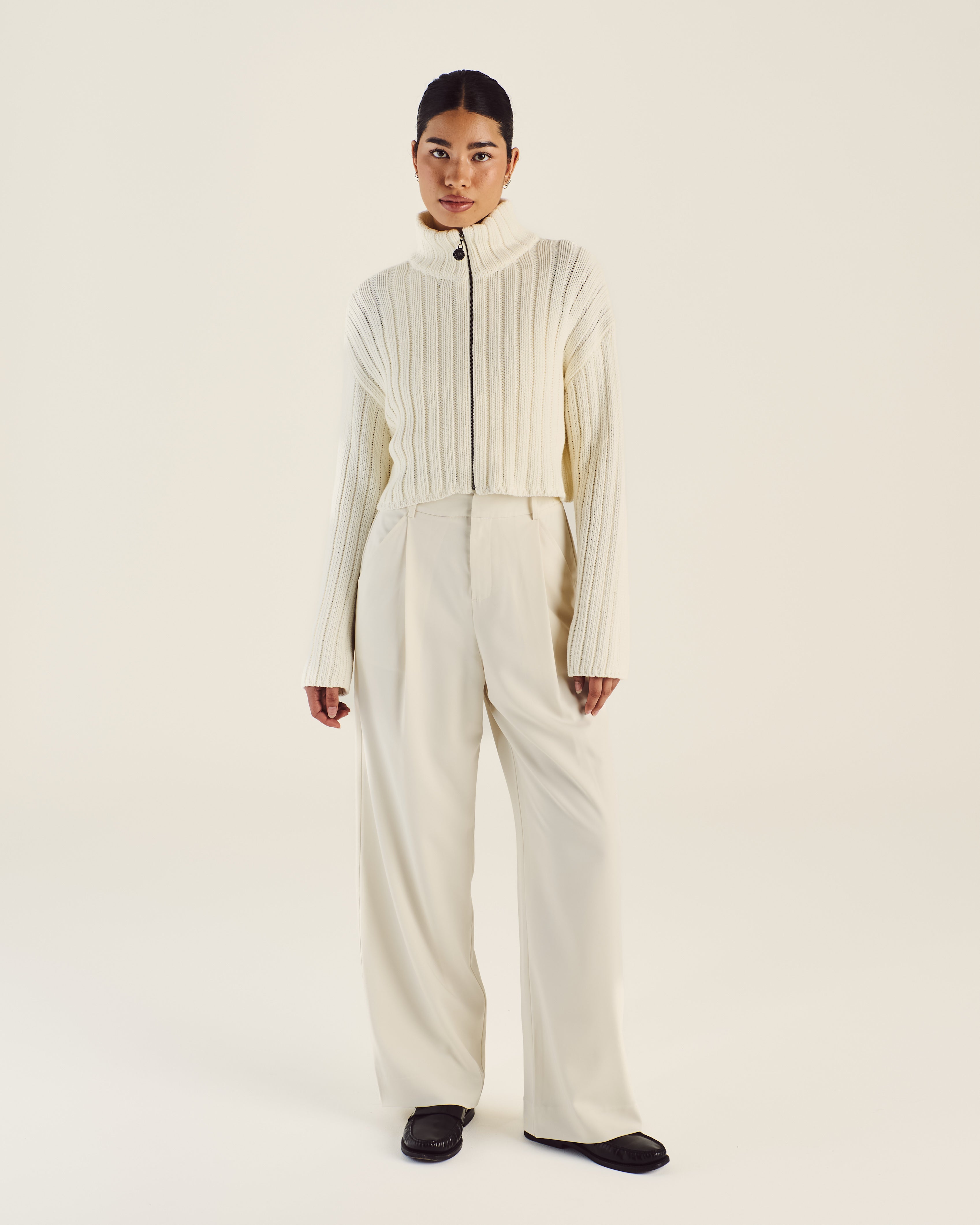 Allegra Chunky Knit Zip Cardigan