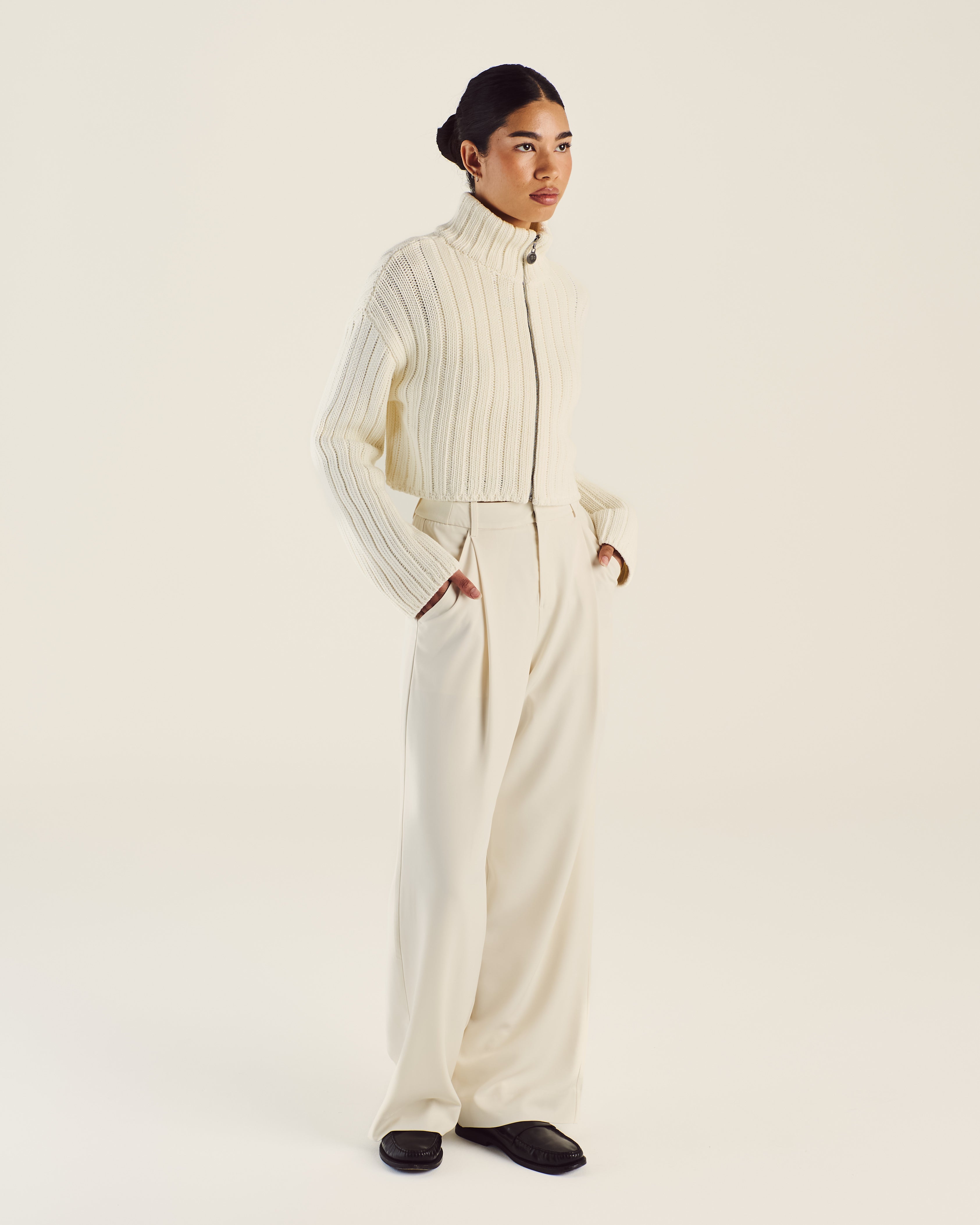 Allegra Chunky Knit Zip Cardigan
