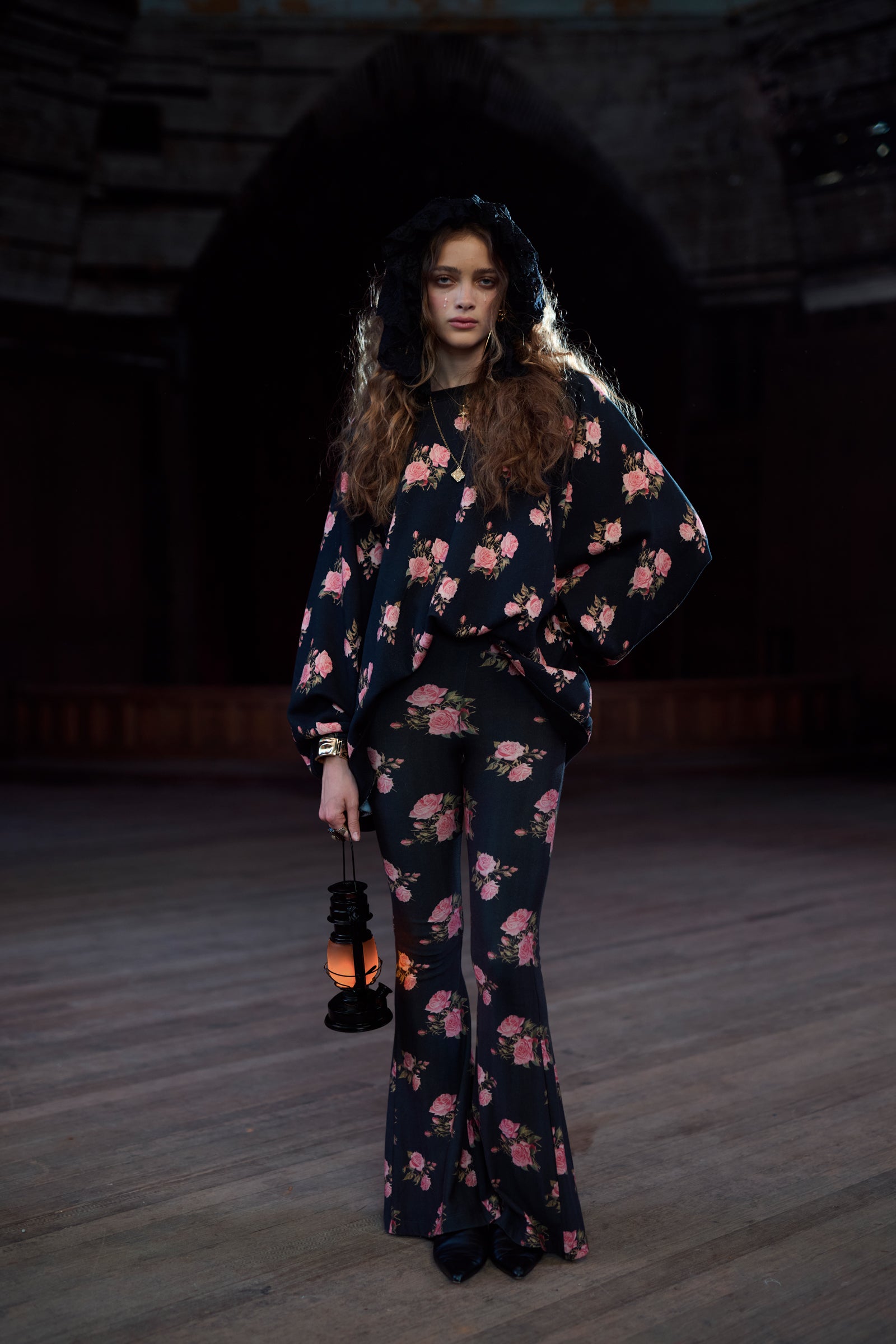 Stylish Night Rose Flared Pants