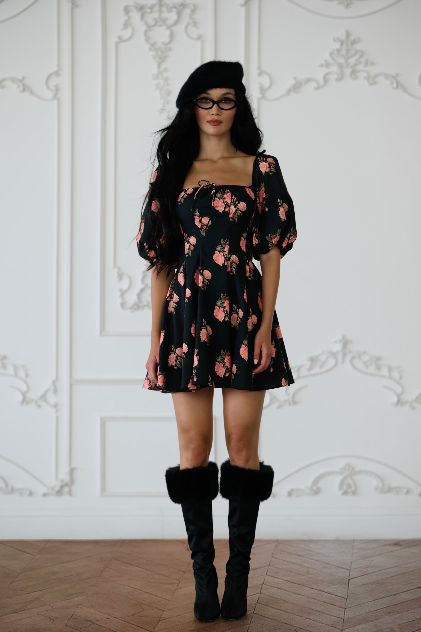 Night Rose Mini Dress for Daytime Elegance
