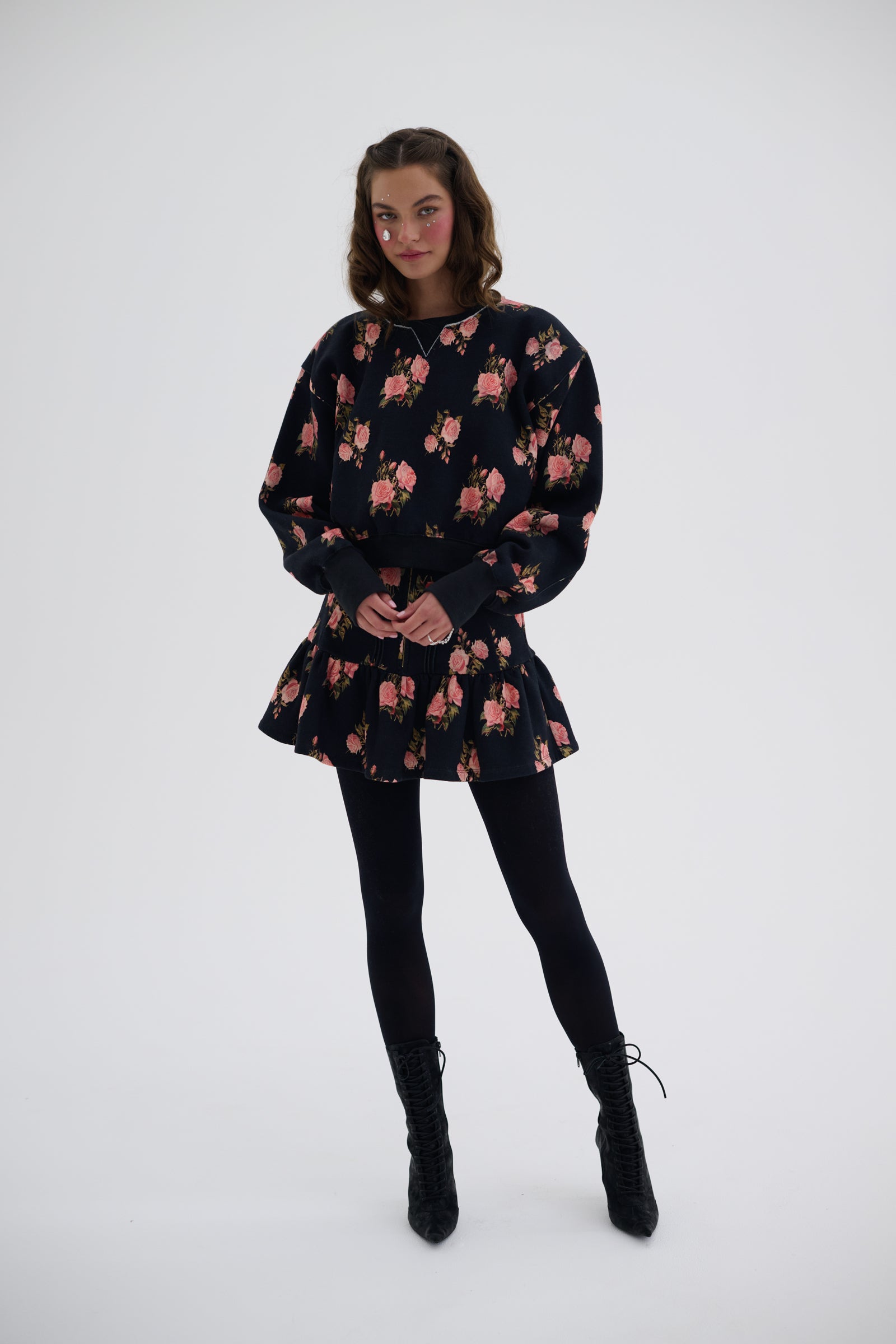 Night Rose Raglan Tee for Women