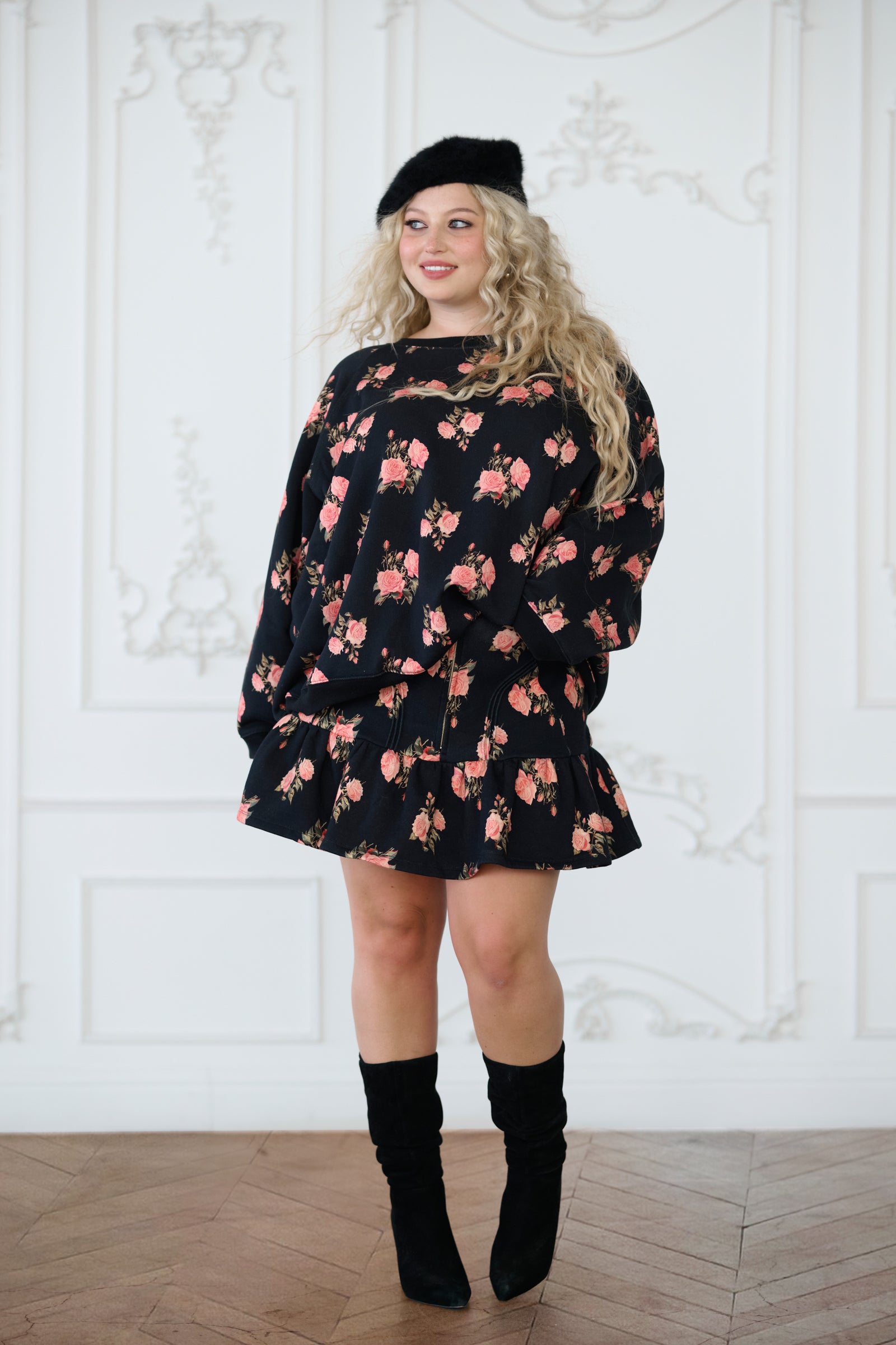 Night Rose Raglan Tee for Women