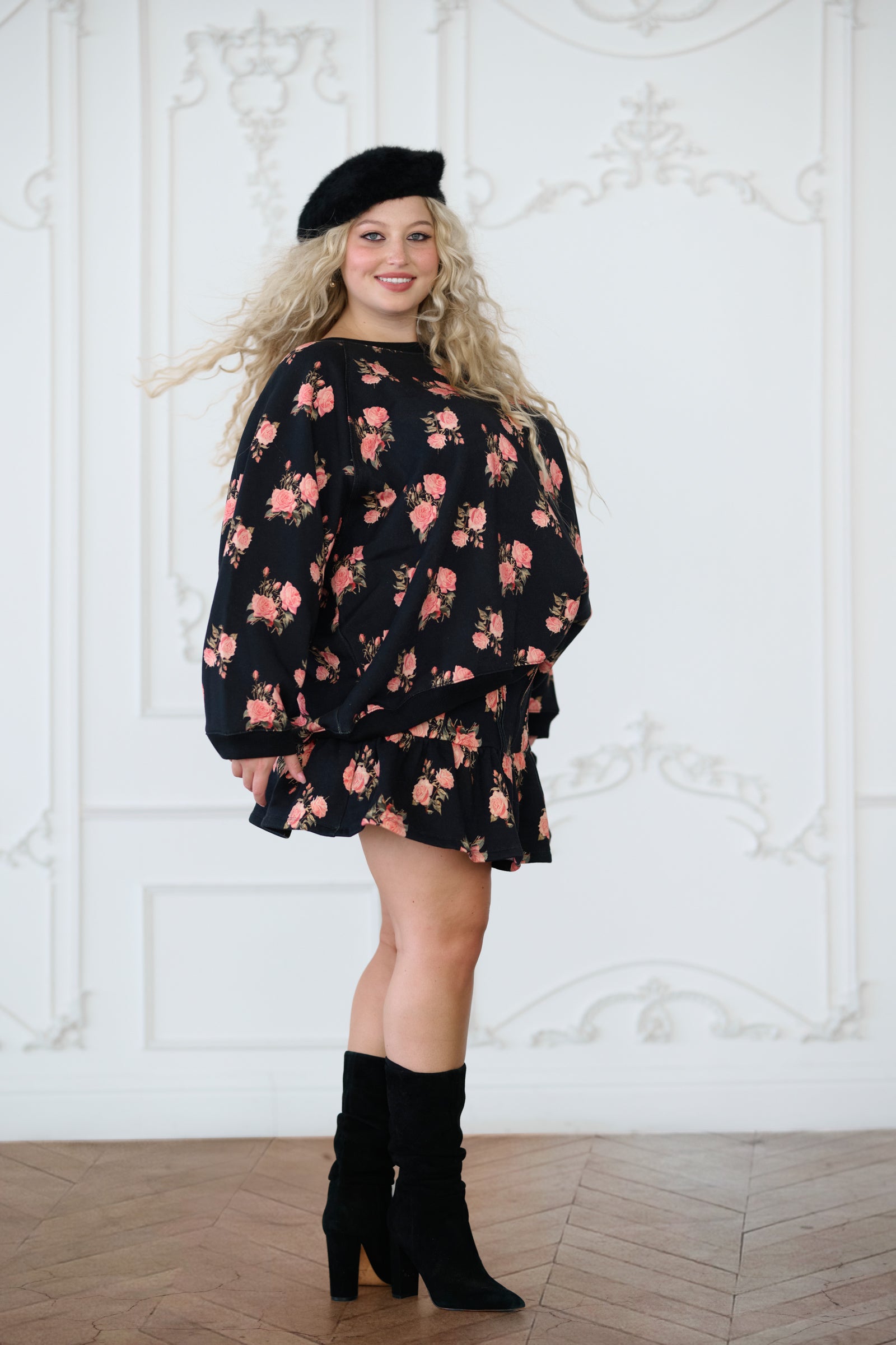 Night Rose Raglan Tee for Women