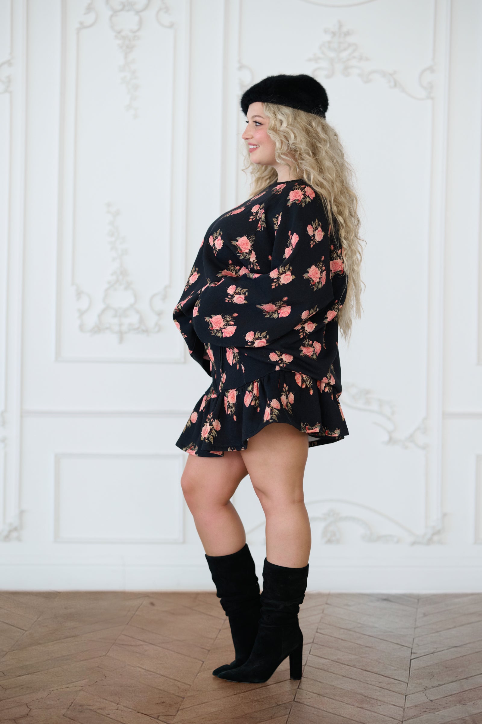Night Rose Raglan Tee for Women