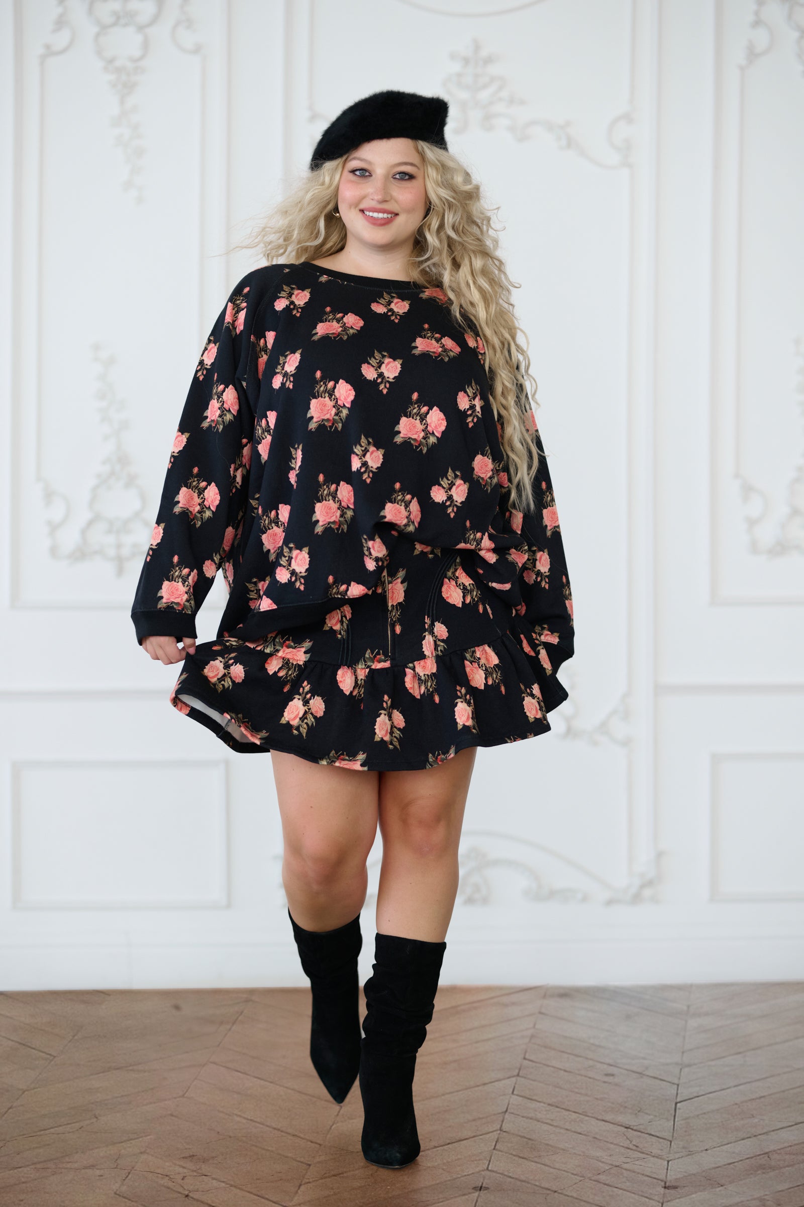 Night Rose Raglan Tee for Women