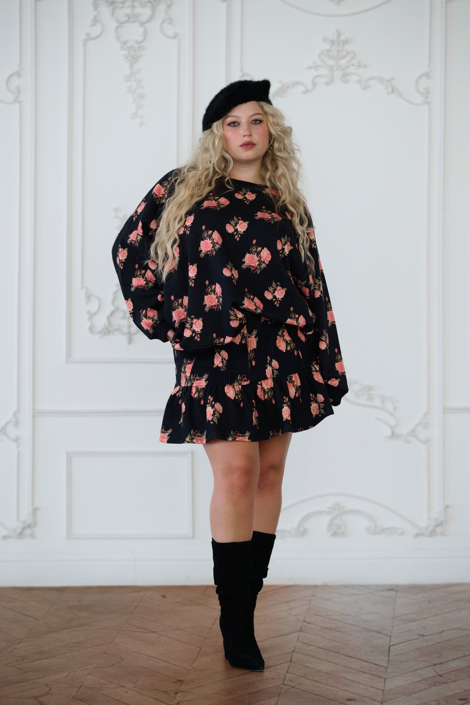 Night Rose Raglan Tee for Women