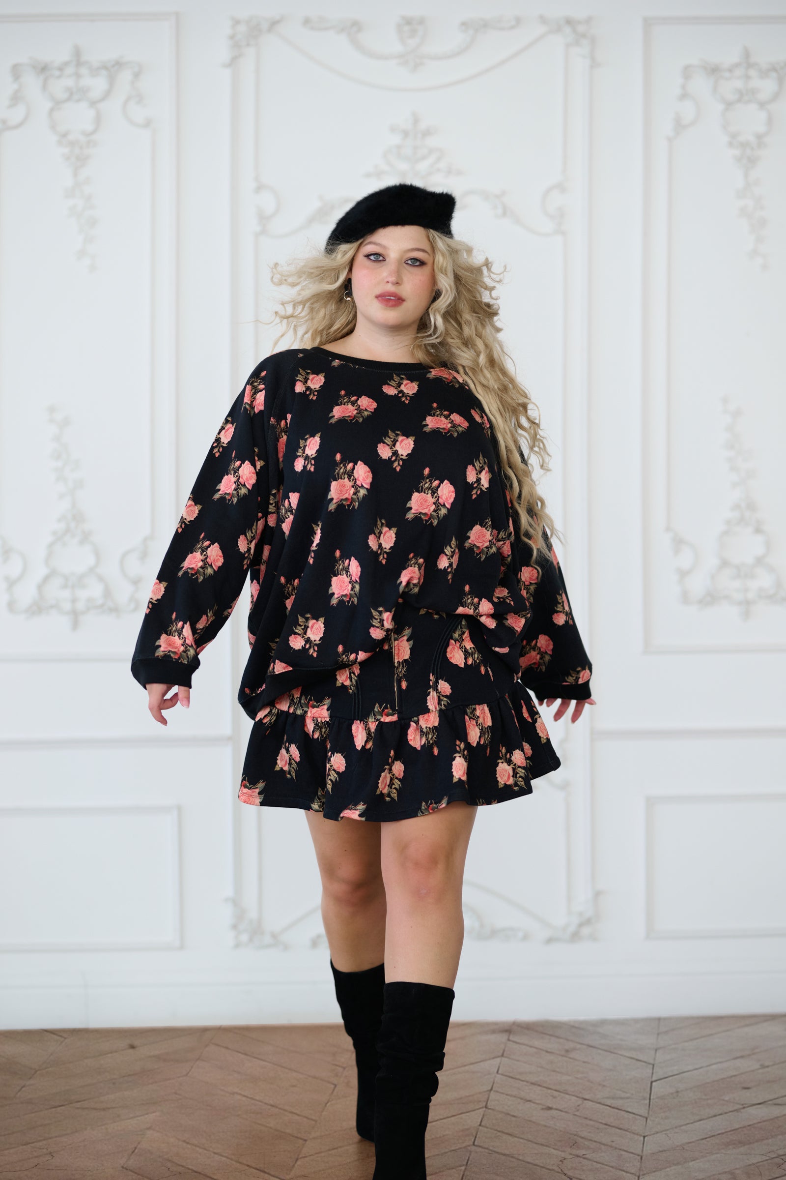 Night Rose Raglan Tee for Women