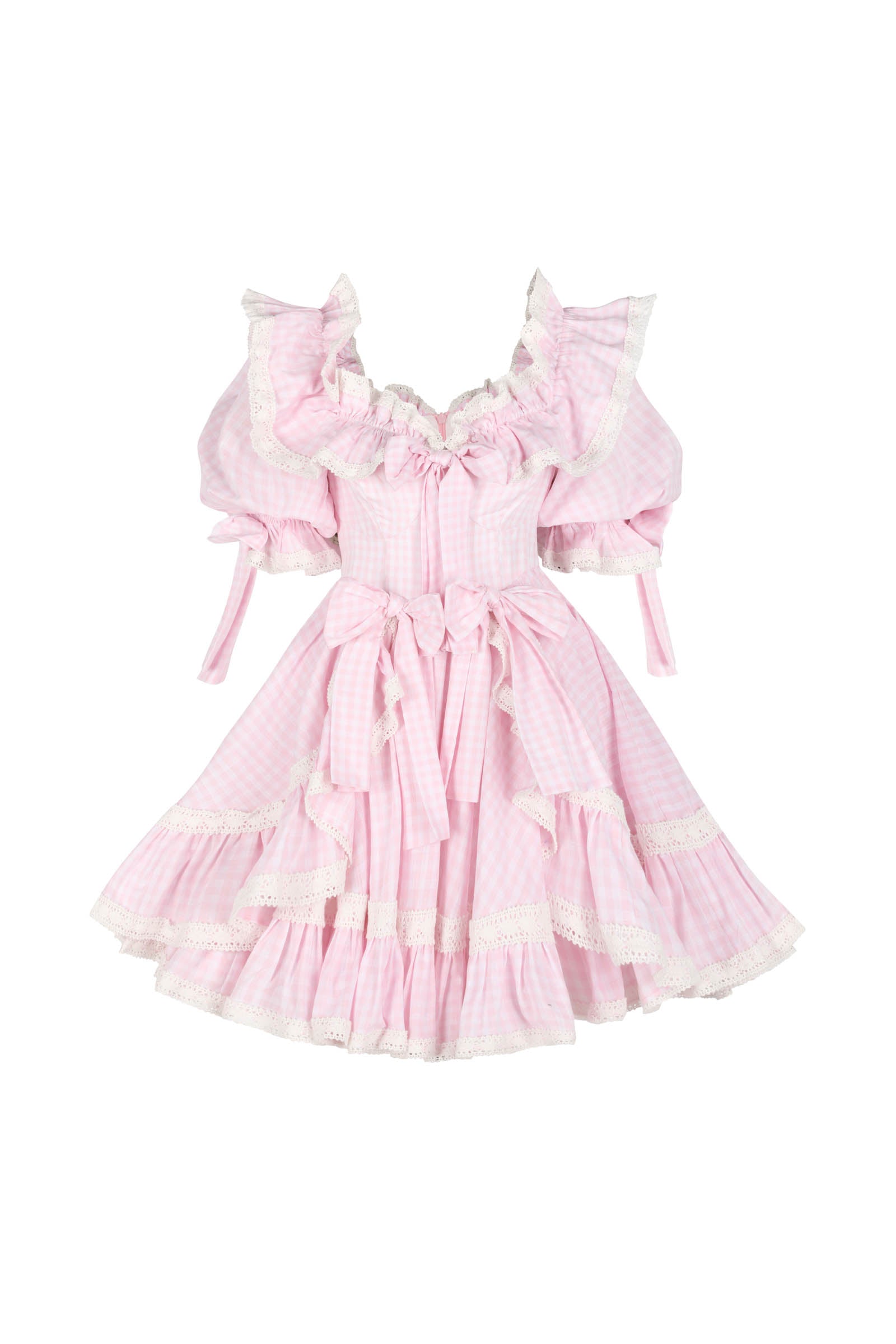 Pink Gingham Mini Dress for Girls