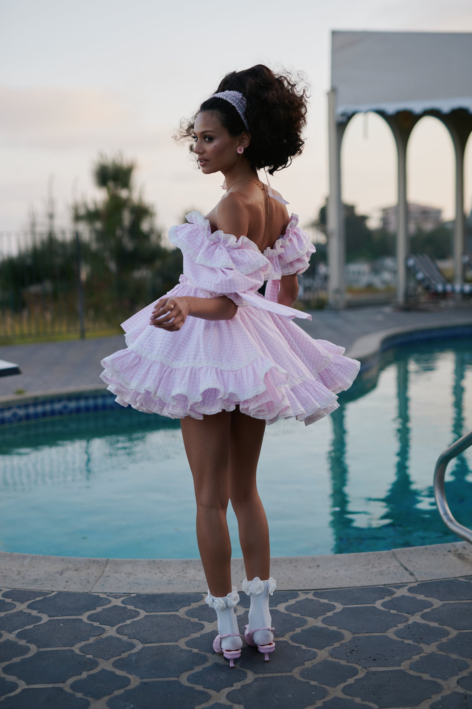 Pink Gingham Mini Dress for Girls