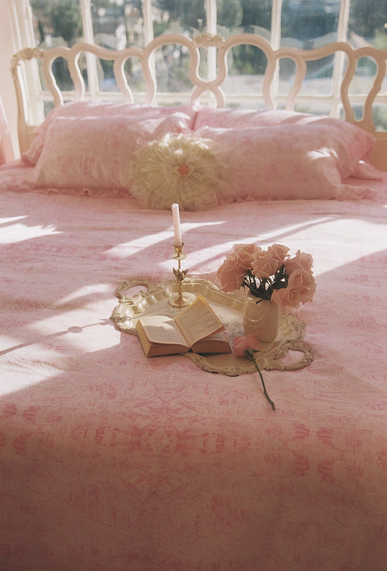 Pink Porcelain Duvet Cover Set with Sham